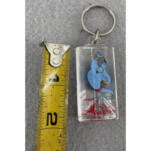 Vintage Disney Aladdin Genie Acrylic Keychain 1.75” Key Fob Clip 90s Y2K Chain